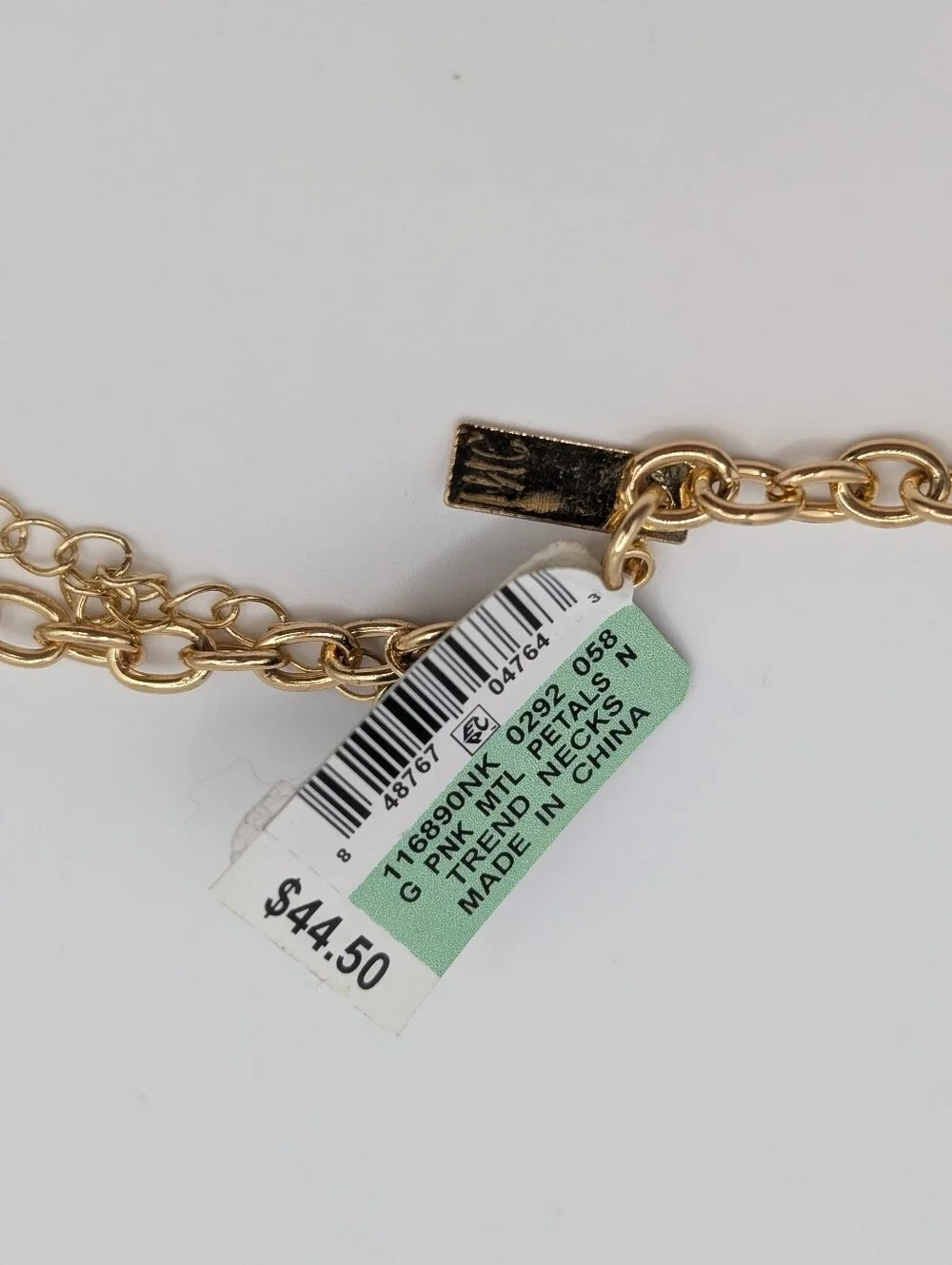 Macy's INC Gold Pink Stone & Crystal Petals Statement Necklace NWT